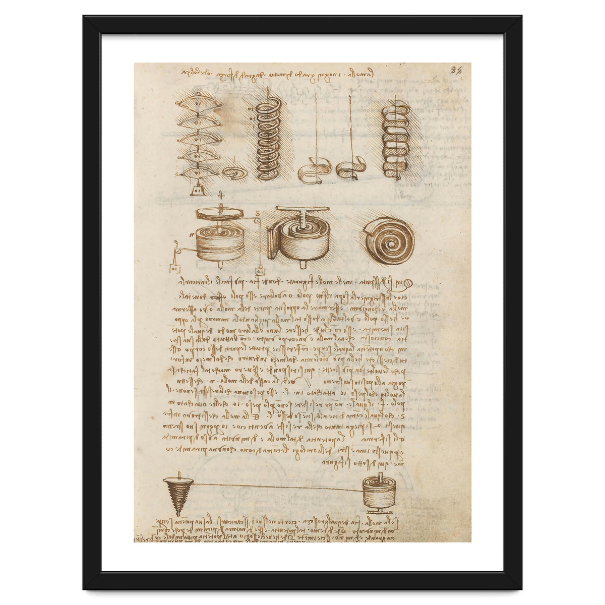 Folio f 85r. Codex Madrid I (Ms. 8937) "Treaty of statics and mechanics", 192 folios with 384 pag...