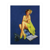 Sexy Pinup Posing With Green Towel (Print Only) thumbnail