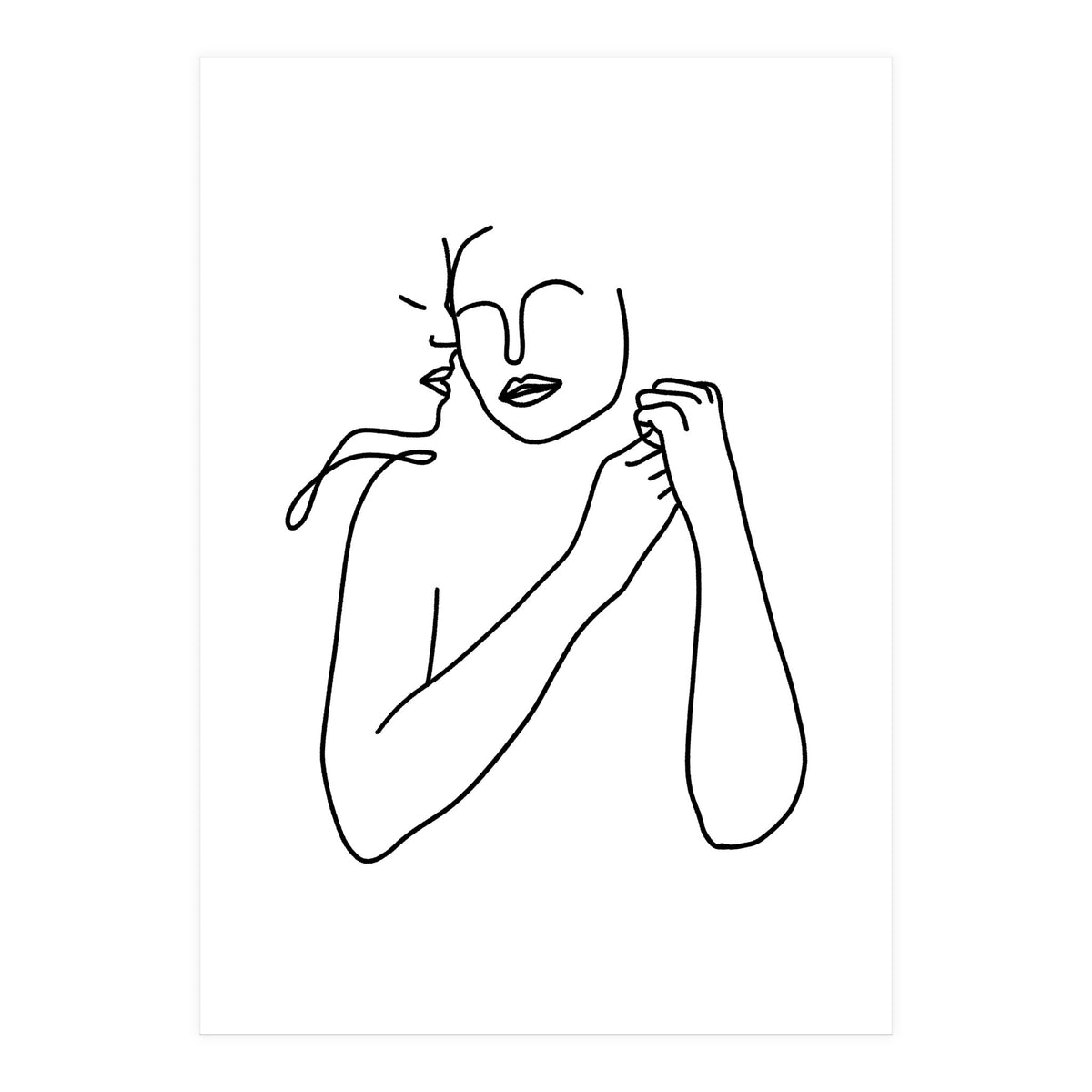 Eternally Connected, Abstract Line Art Love, Sketch Drawing Minimal, Eclectic Human Couple Connection Minimalism Concept (Print Only)