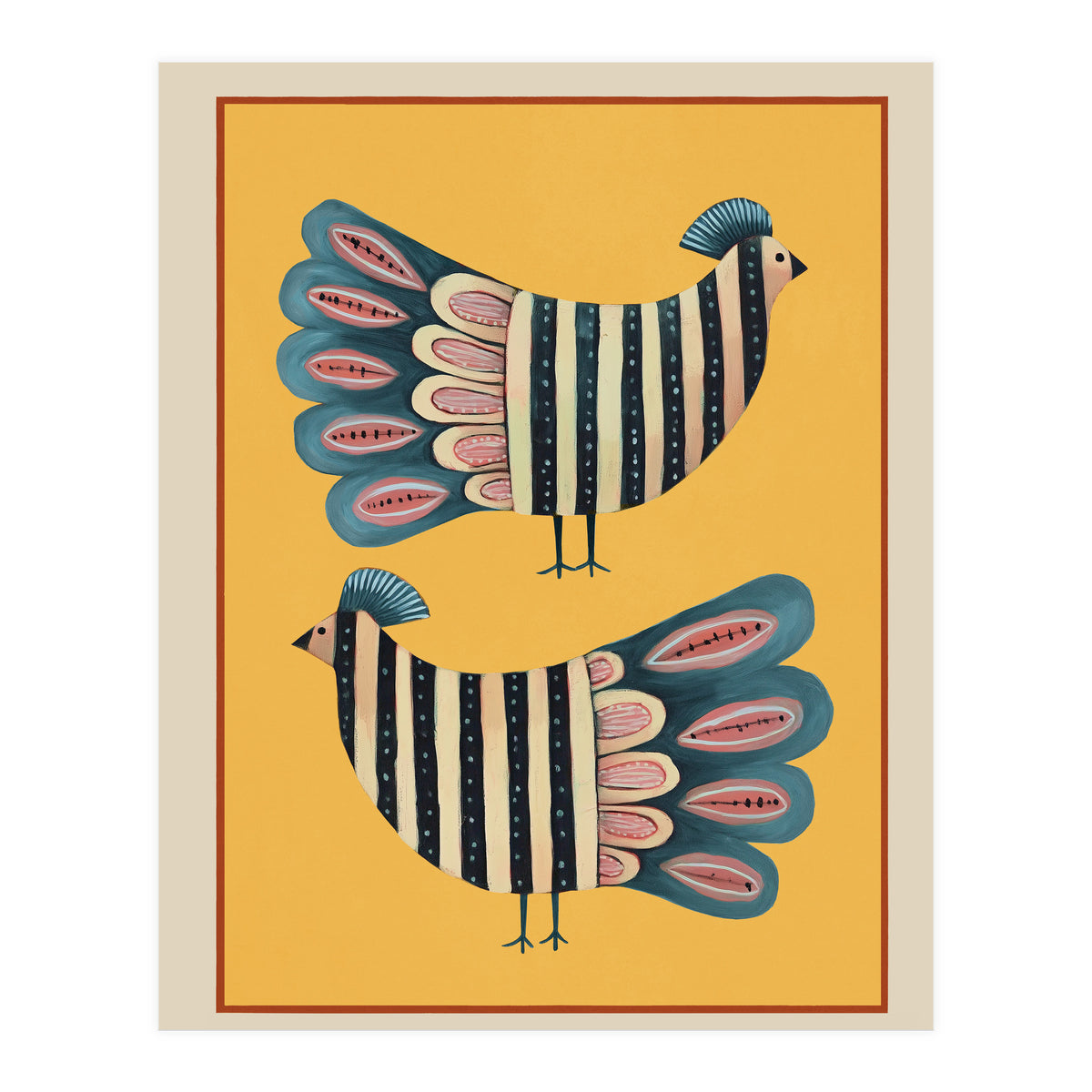 Striped Bird Pair II (Print Only)