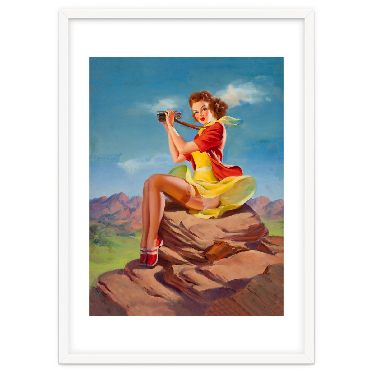 Pinup Sexy Binoculars Girl