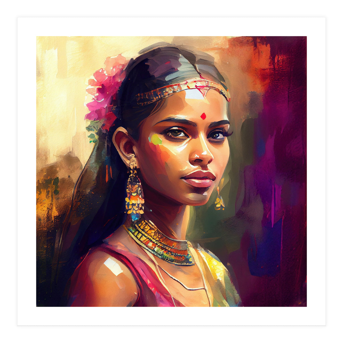 Golden Garland Sinhalese Portrait (Print Only)