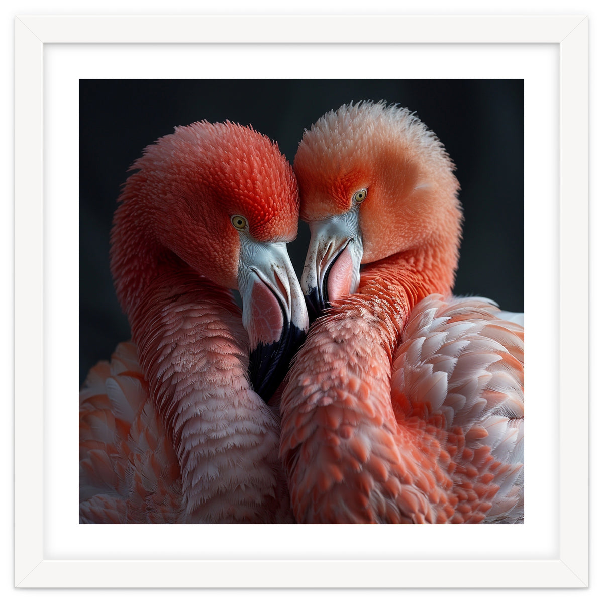 Two Flamingos Together Showing Affection