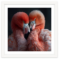 Two Flamingos Together Showing Affection