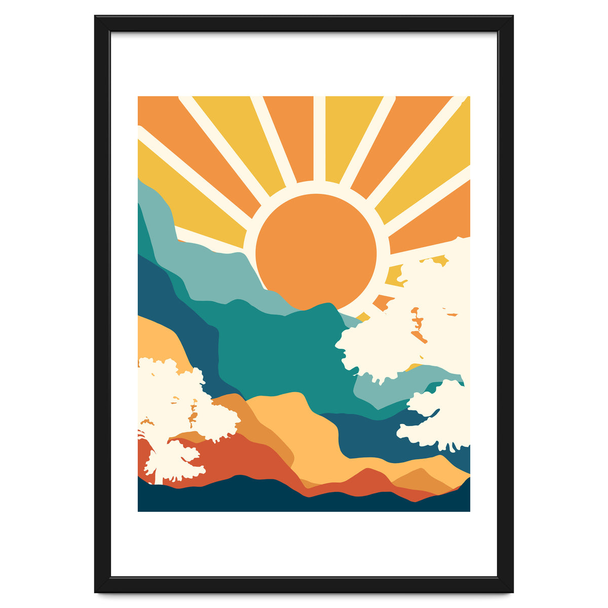 Sunrise Mindset, Positivity Optimism Self Love Self Care Growth, Nature Retro Eclectic Bohemian Peace Contemporary