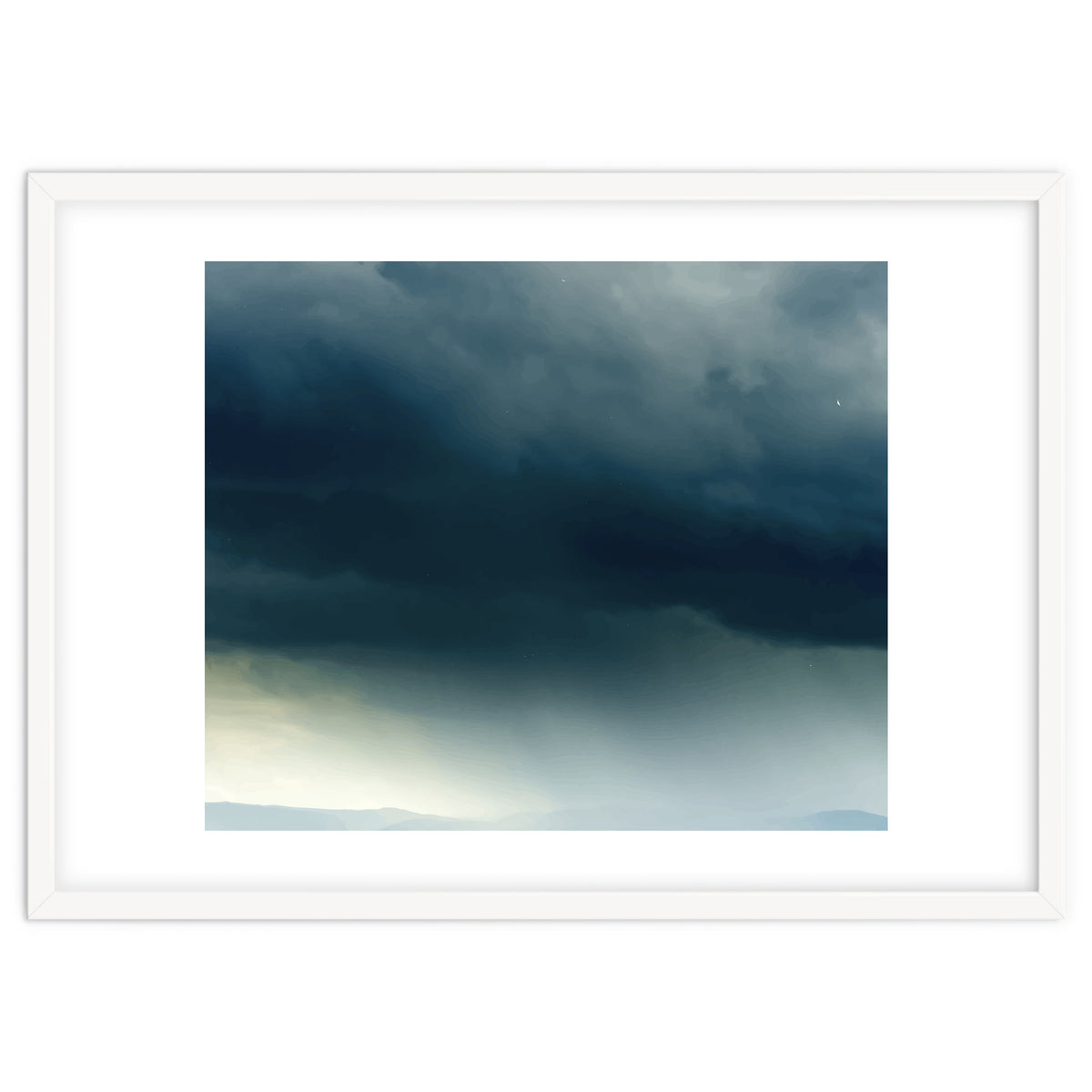 Storm Rain Clouds Watercolor Painting Blue Minimal Dark Sky Graphic