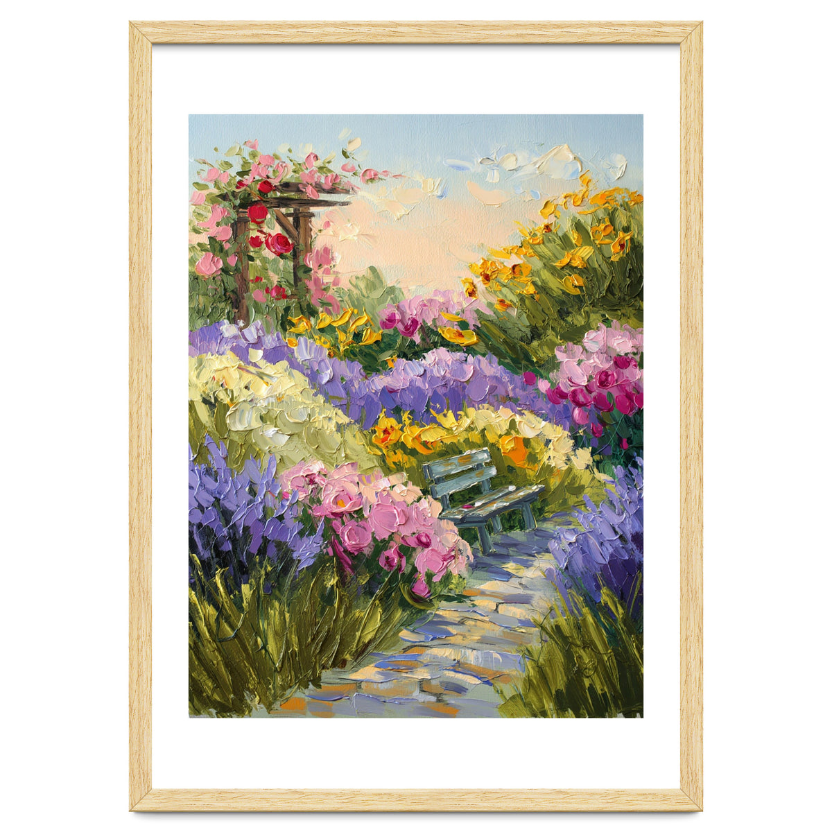 Serene Summer Garden Path Oil Painting