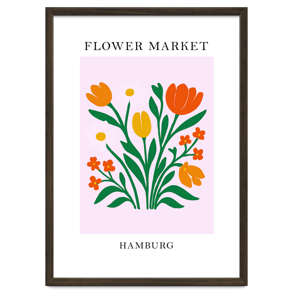 Hamburg Flower Market - Vibrant Modern Folk Art Print