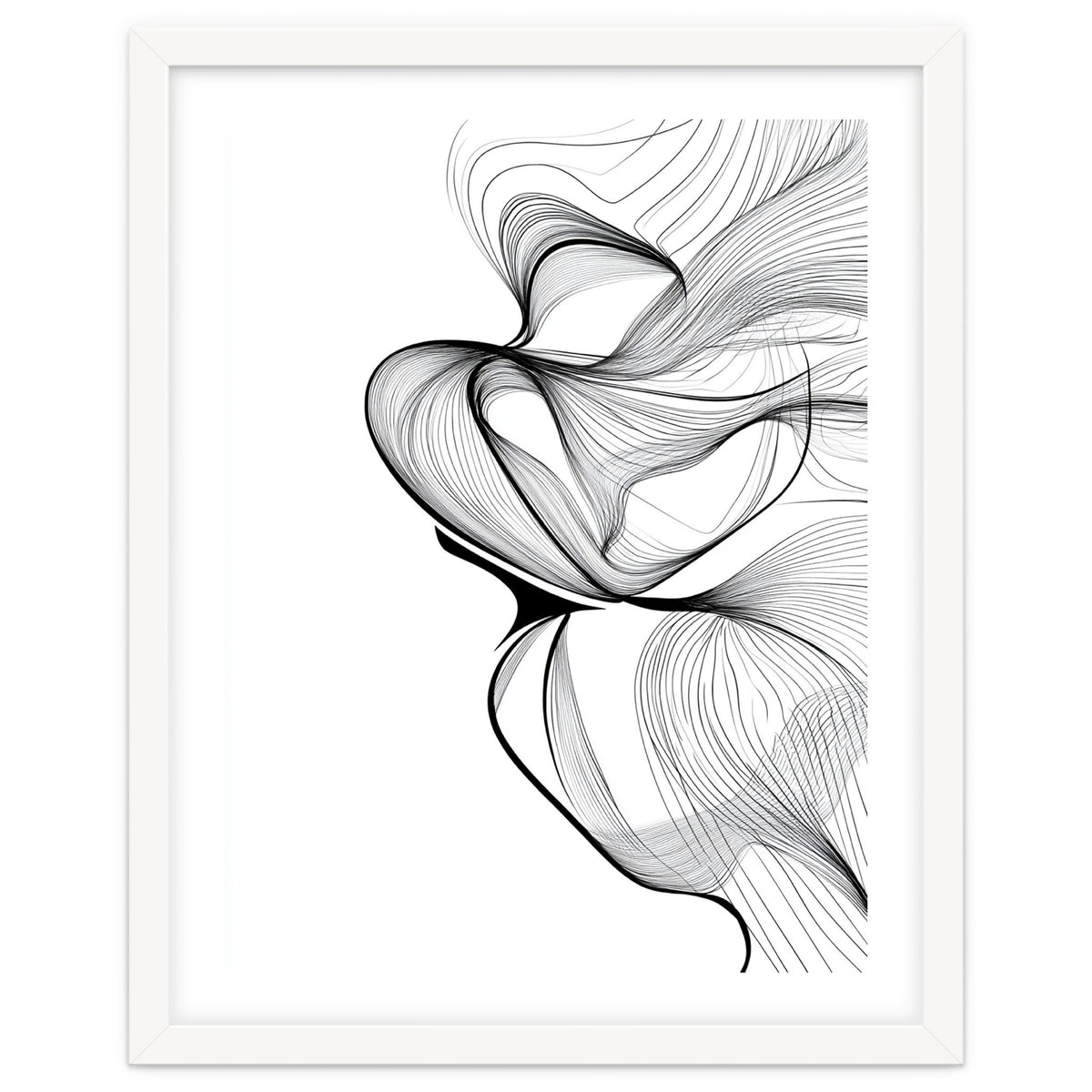 Abstract Black And White Swirls And Lines Flowing Art