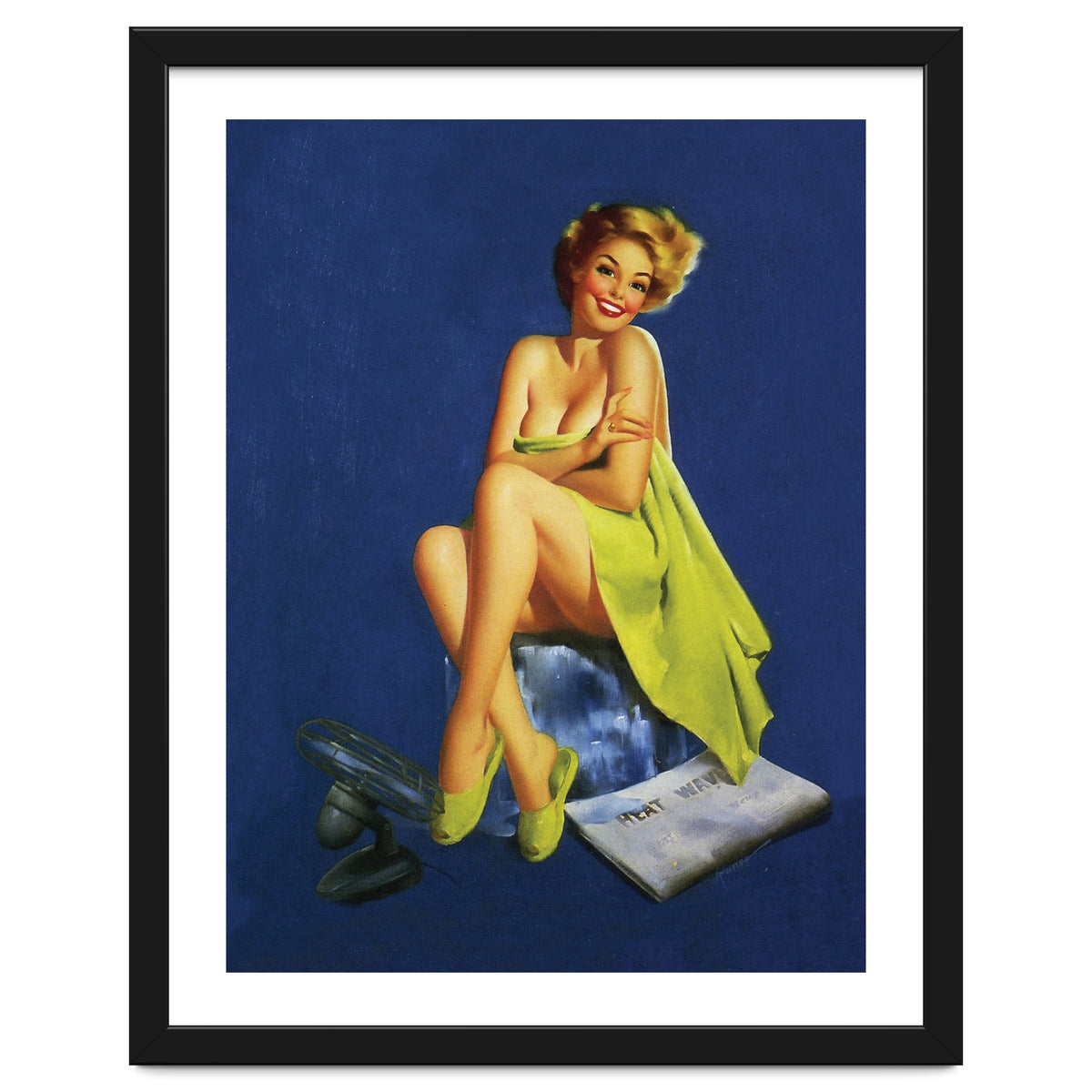 Sexy Pinup Posing With Green Towel