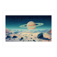 Alien Horizon: Saturn-Inspired Planetary Landscape (Print Only)