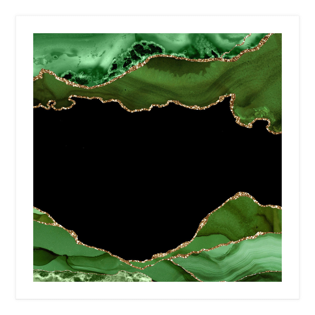 Green & Gold Agate Texture 18  (Print Only)