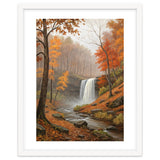 Serene Autumn Waterfall in Misty Forest thumbnail