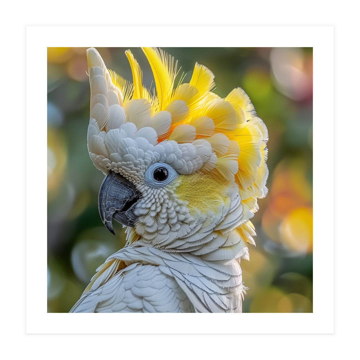 Yellow Crested Cockatoo Bird Close Up Portrait (Print Only)