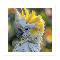 Yellow Crested Cockatoo Bird Close Up Portrait (Print Only)