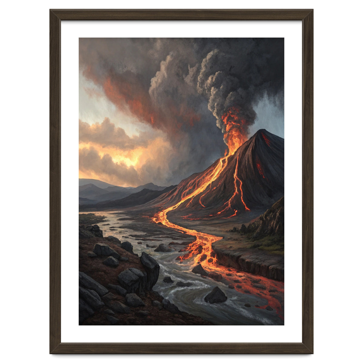 Dramatic Volcanic Eruption Landscape Art