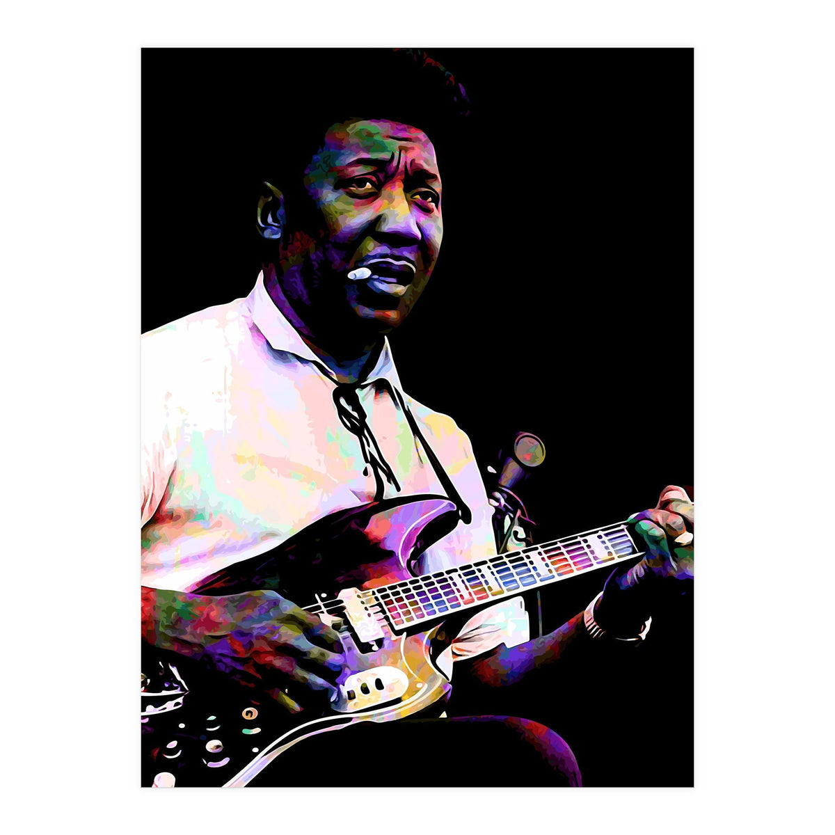 Muddy Waters American Blues Singer Legend Colorful Art (Print Only)