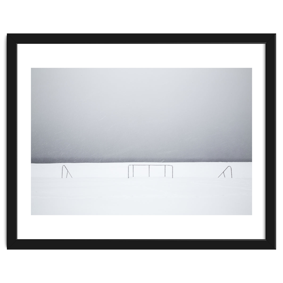 Stair railing covered by snow