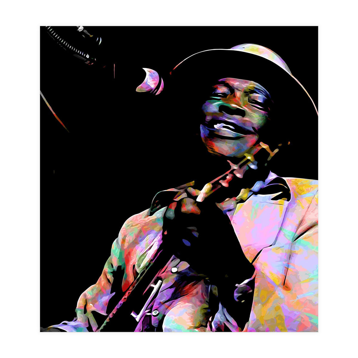 John Lee Hooker American Blues Guitarist Colorful Art (Print Only)