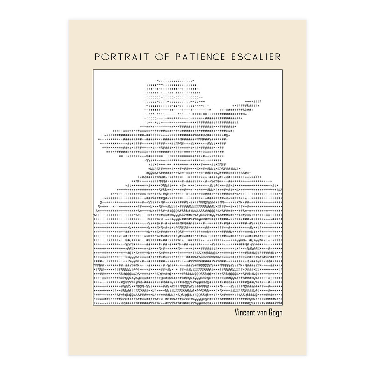 Portrait of Patience Escalier (1888) - Vincent van Gogh(ascii art)  (Print Only)