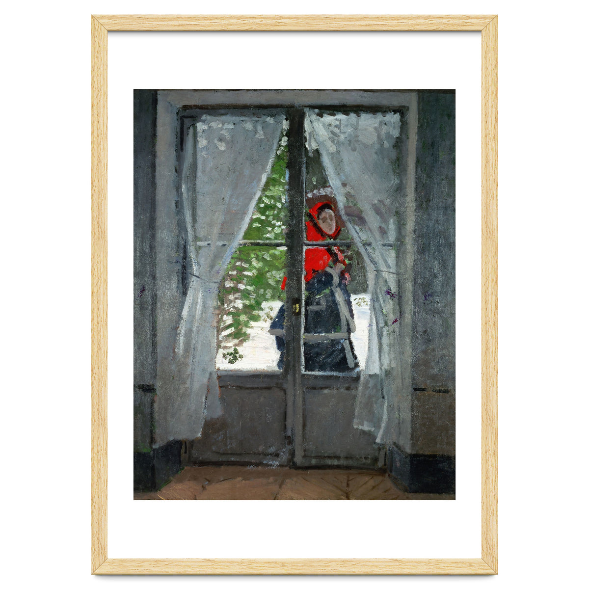 Mme. Monet with a red hat called &quot; The Red Kerchief&quot, ca. 1870.