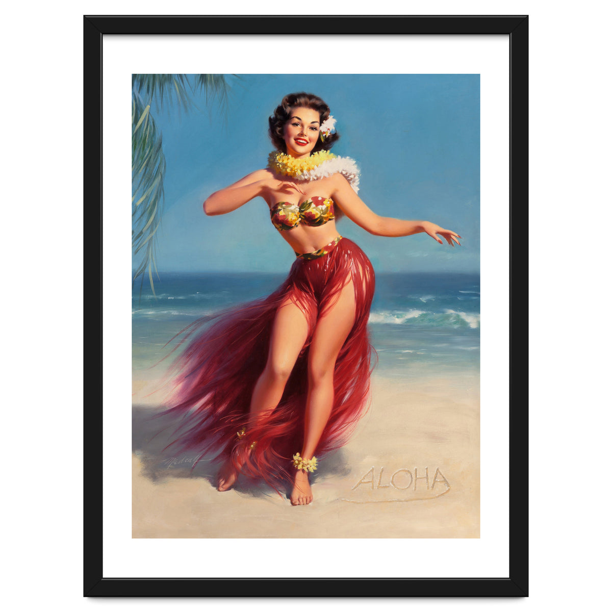 Pinup Girl In Hawaiian Costume