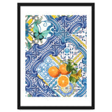 Mediterranean blue tiles, butterflies and citrus fruit thumbnail