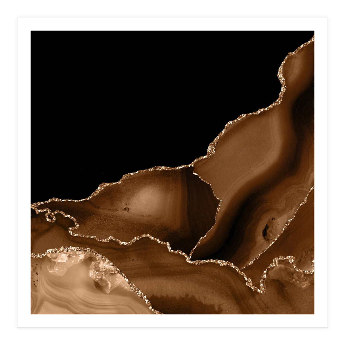 Brown & Gold Agate Texture 03 (Print Only)