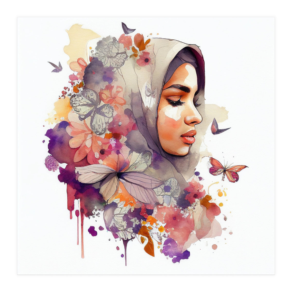 Floral Line Art Veil Profile (Print Only)