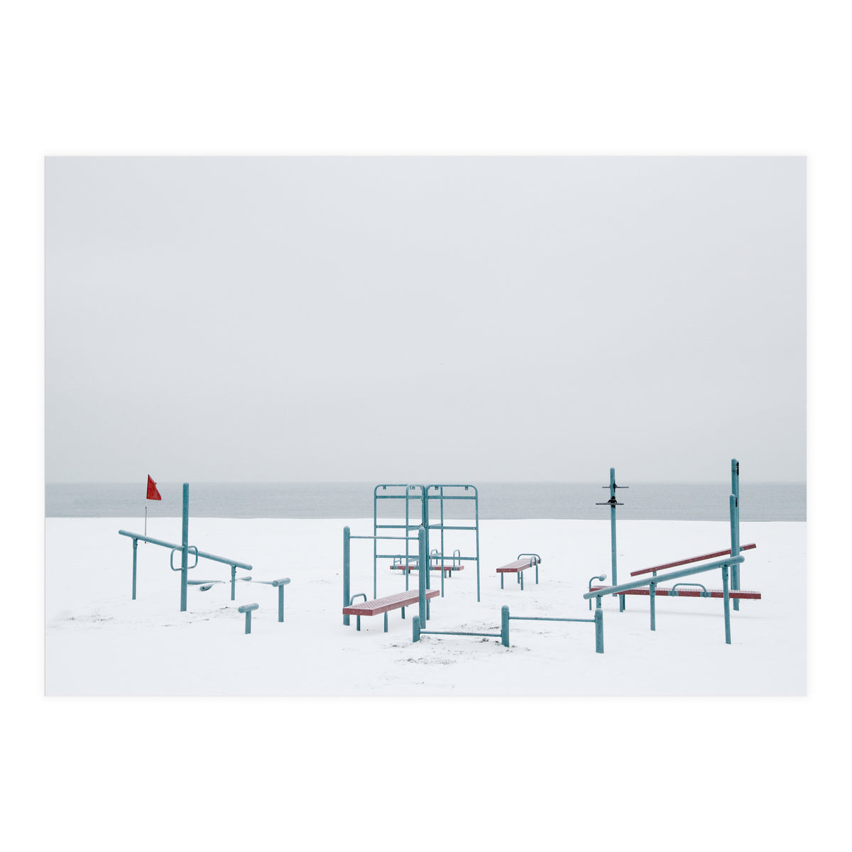 Playground in the winter snow beach (Print Only)