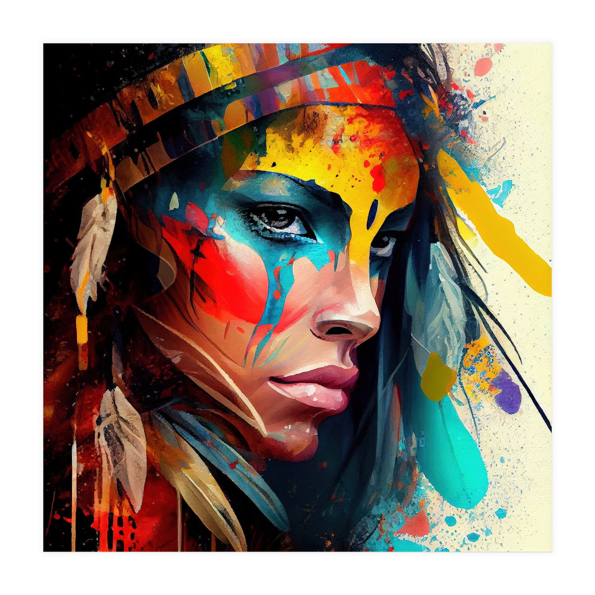 Powerful American Native Woman #5 (Print Only)