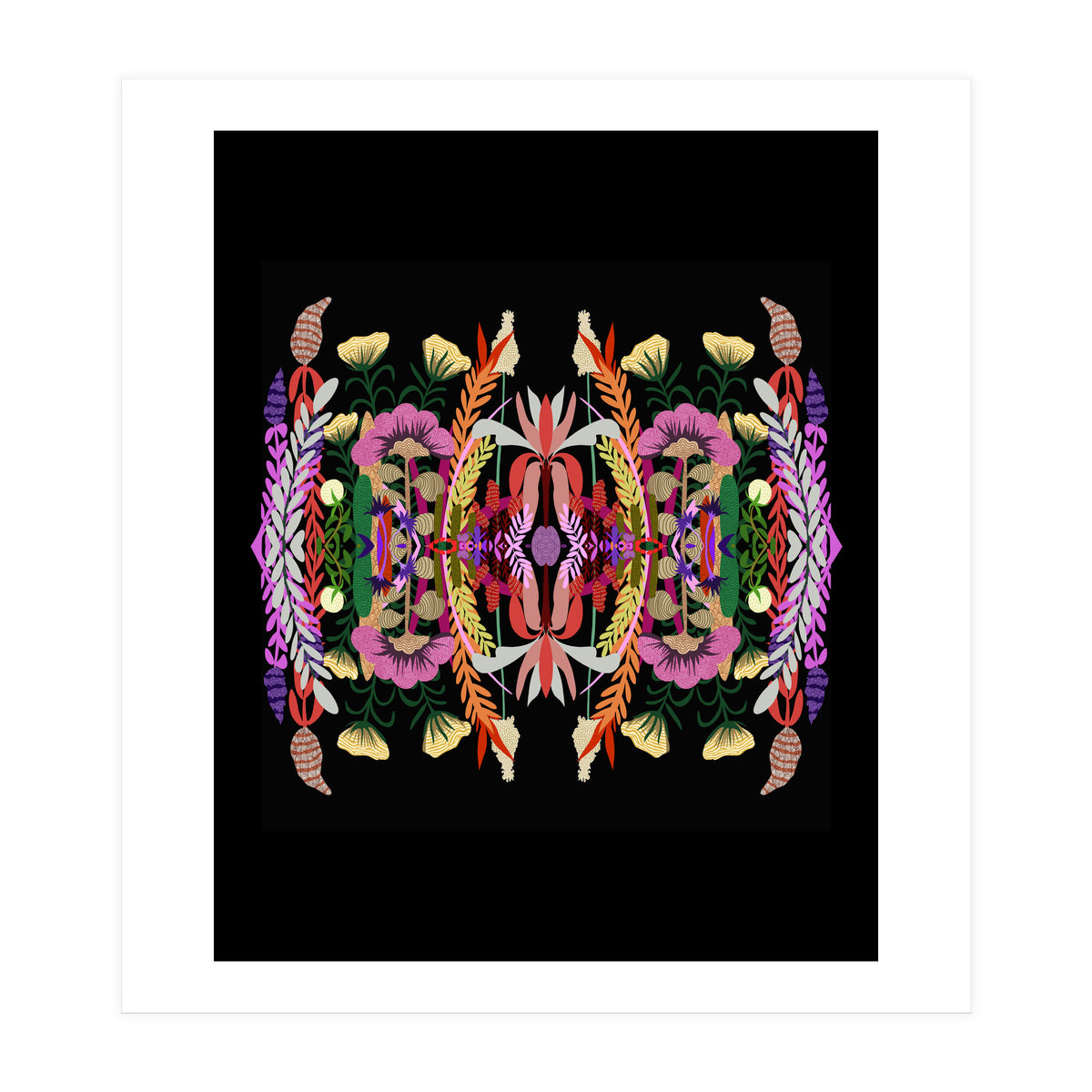 The Butterfly Effect Series 01, Paint Blot Mirror Colorful, Symmetrical Graphic, Eclectic Mandala (Print Only)