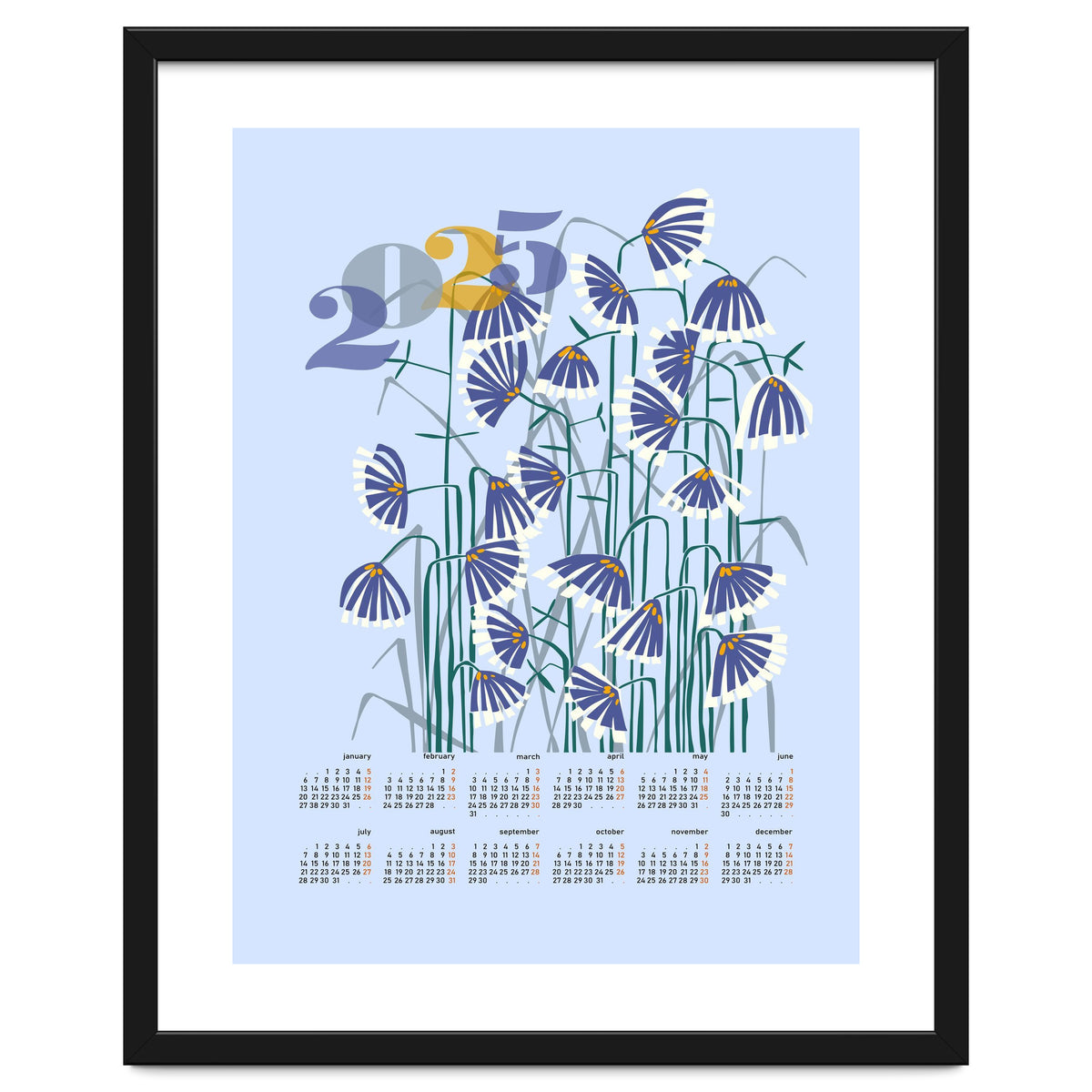 calendar 2025 pastel light blue