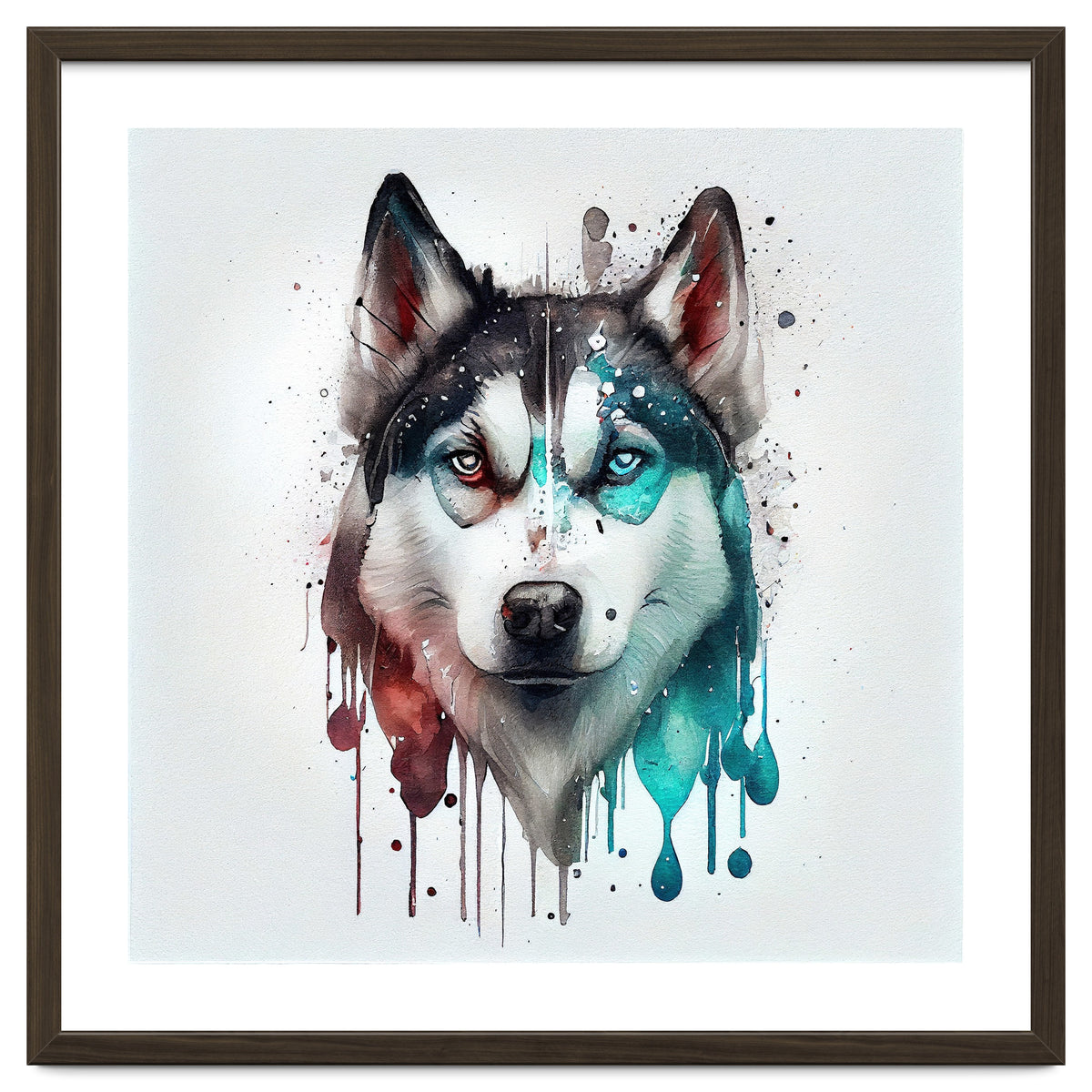 Watercolor Siberian Husky Dog
