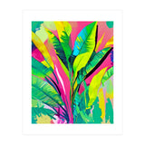 Pink Summer & Banana Leaves, Tropical Jungle Pop Of Color Nature, Forest Plants Bohemian Eclectic Watercolor Painting (Print Only) thumbnail