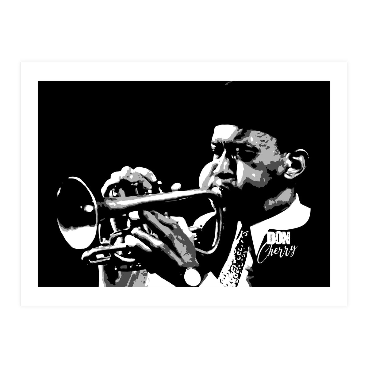 Don Cherry American Jazz Trumpeter in Grayscale (Print Only)