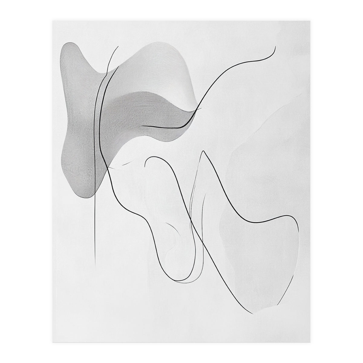 Abstract Black And White Flowing Lines And Shapes (Print Only)