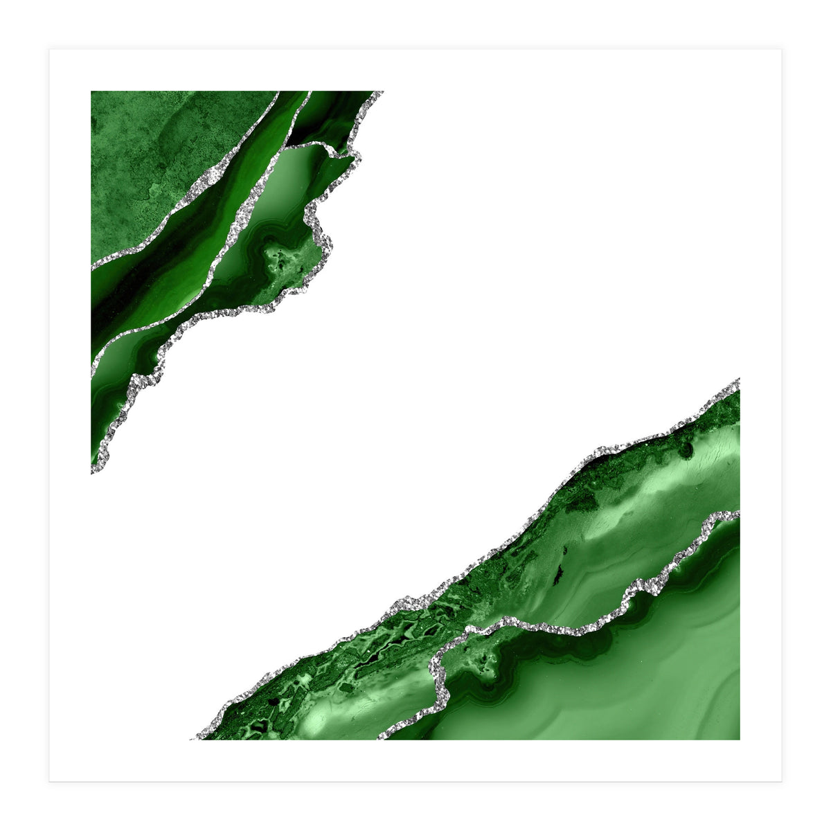 Green & Silver Agate Texture 13 (Print Only)