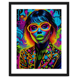Girl In Glasses Neon Graffiti Art thumbnail