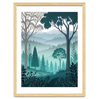 Vibrant Silhouettes in the Misty Teal Highlands