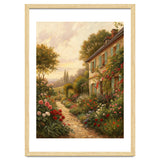 Idyllic Sunlit Cottage Garden Oil Painting thumbnail