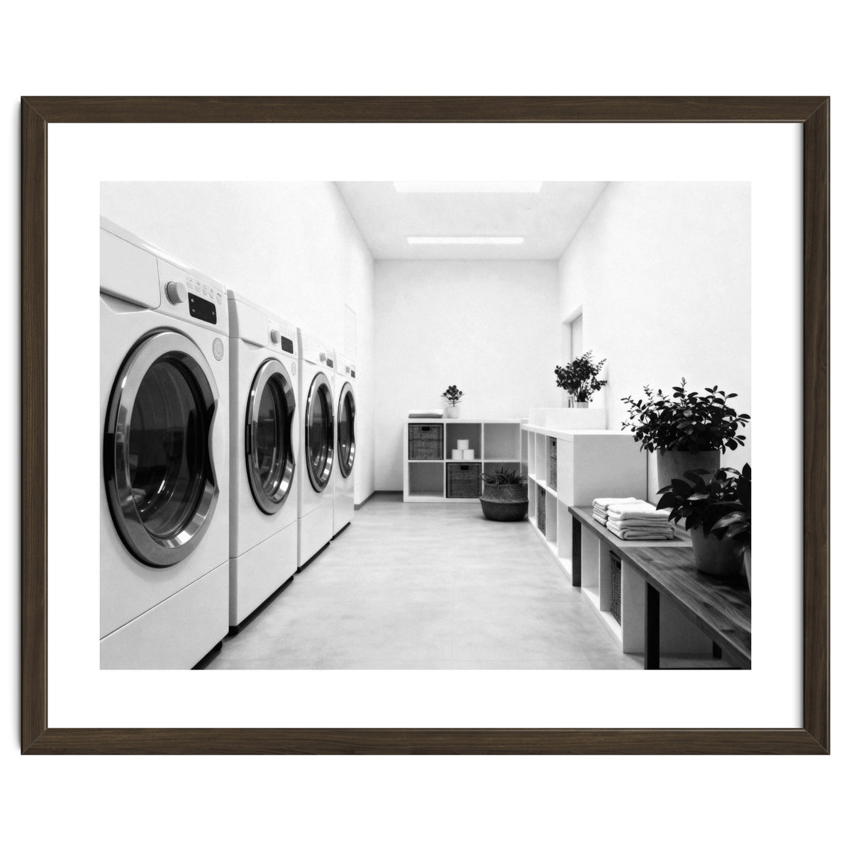 Minimalist Black and White Laundry Room Art, Washing Machine Photography