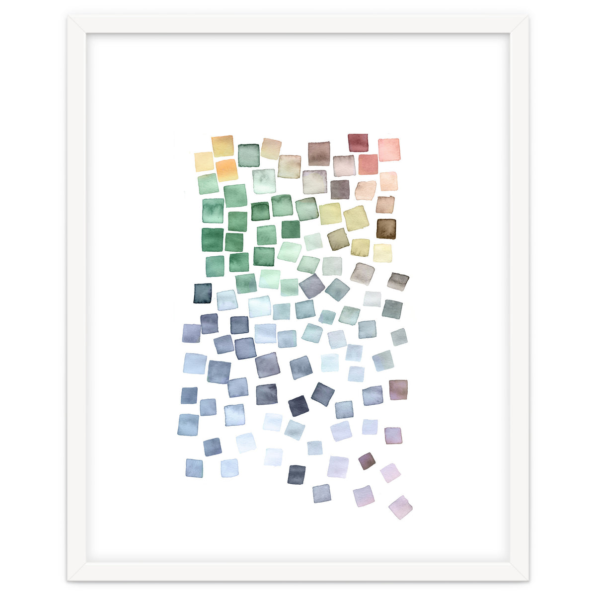 Watercolor Geometric Square Shapes Blue