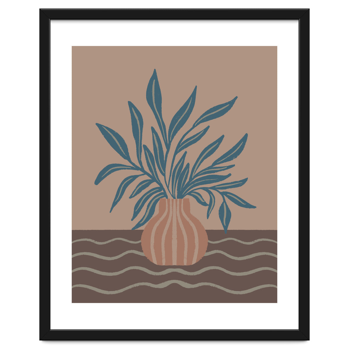 Modern Vase with Tropical Leaves
