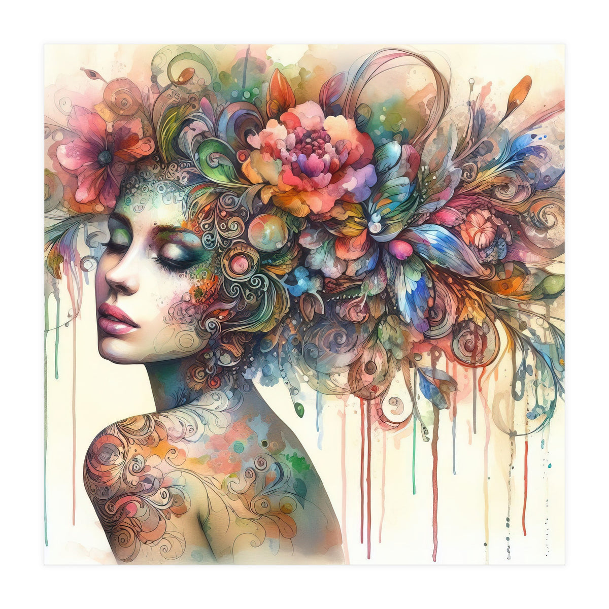 Dreamer with Floral Crown (Print Only)