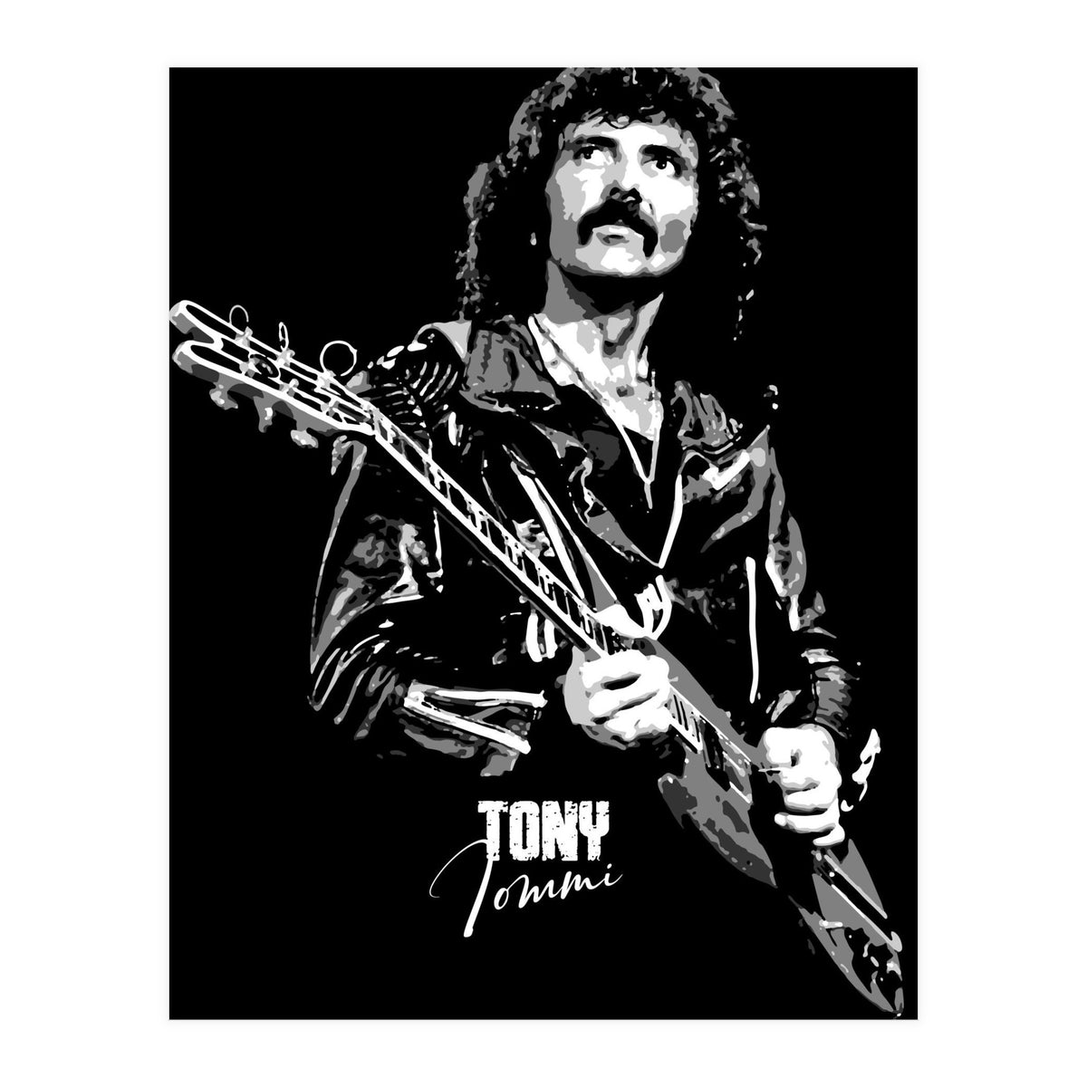 Tony Iommi American Musician Legend In Grayscale (Print Only)