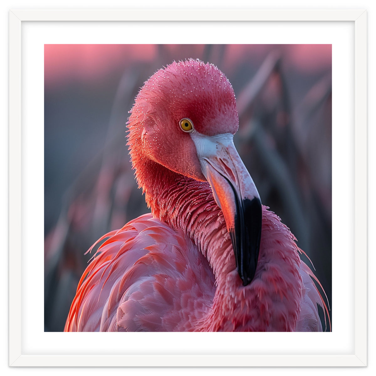 Pink Flamingo Bird Close Up Portrait