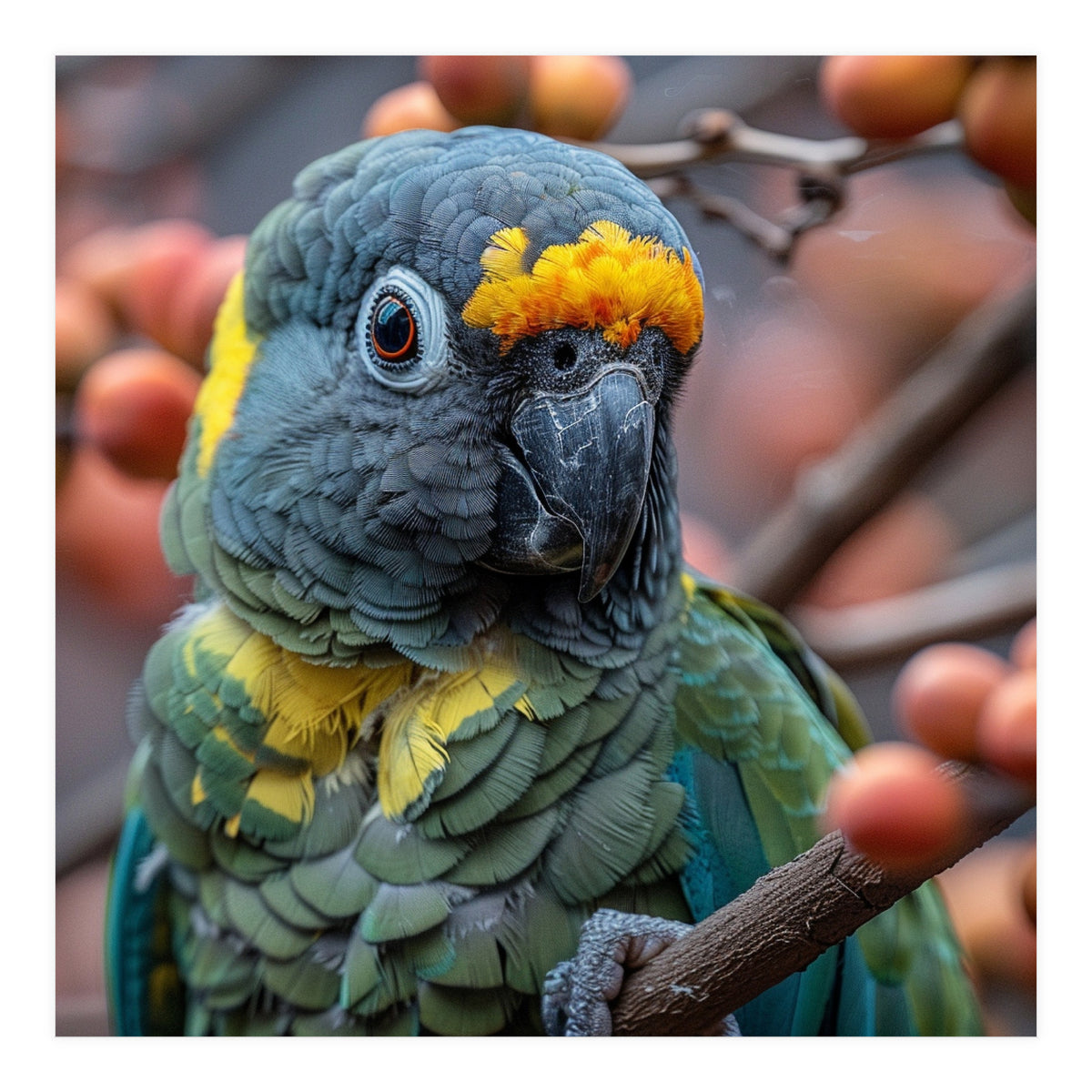 Yellow Headed Amazon Parrot Close Up Portrait (Print Only)