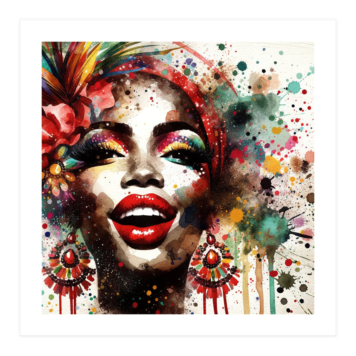 Brazilian Carnival Watercolor Portrait (Print Only)