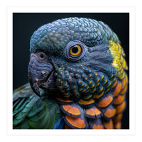 Close Up Portrait Of A Colorful Parrot's Face (Print Only)